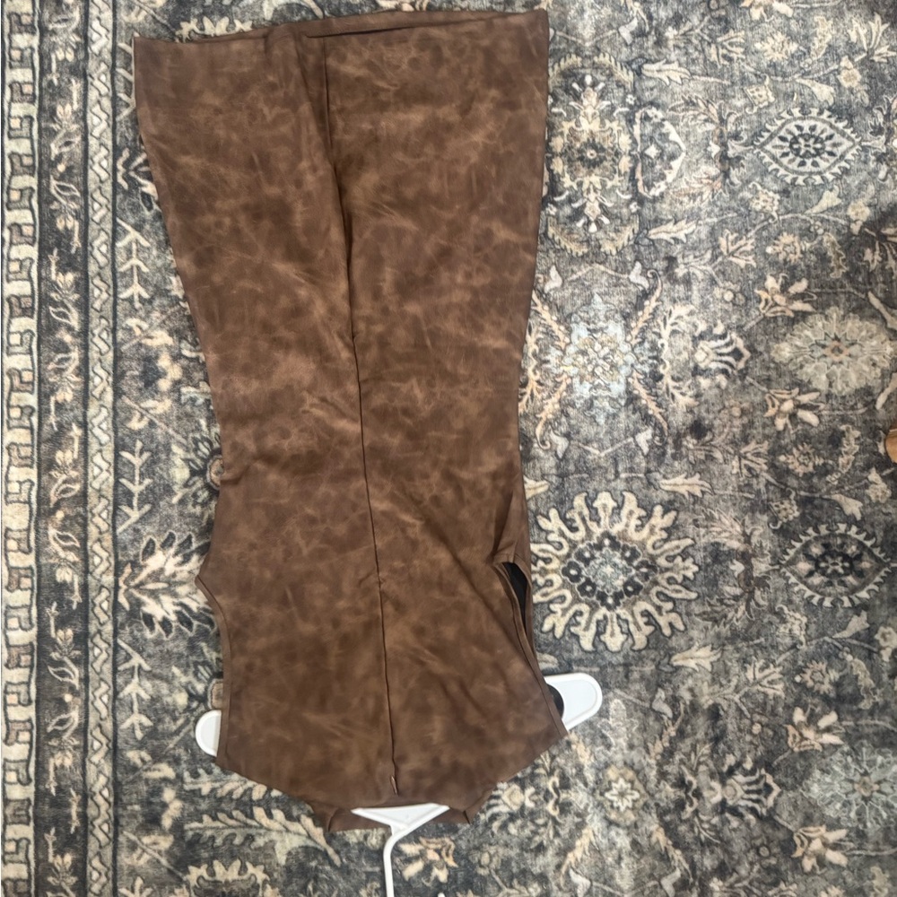 Brown Faux-Suede Midi Dress